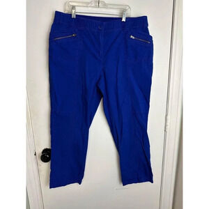Chico's Royal Blue Canvas Capri Crop Pants S Pockets Women's Size large 12 (2)